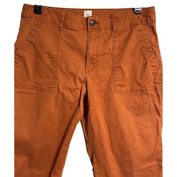 Gap Girlfriend Khaki Pants Women 14 Tall Rust Orange Cotton Blend Straight Leg - Picture 4 of 8